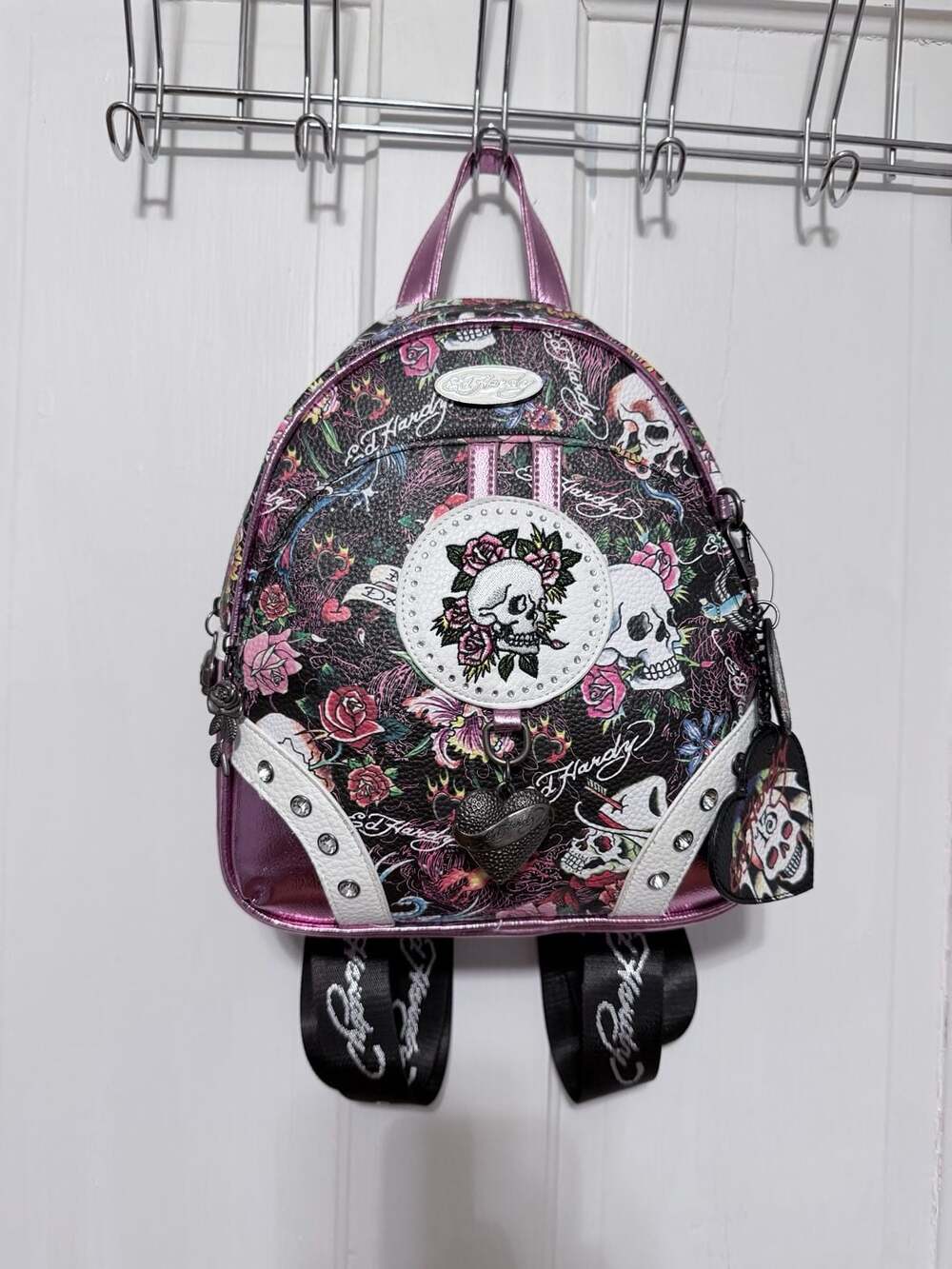 Y2K Ed Hardy Skull and Floral Mini Backpack Style EHH351-42-G13